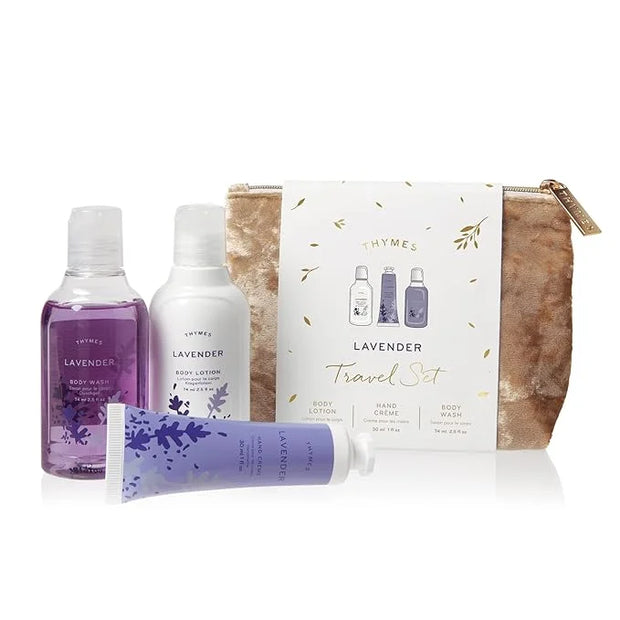Thymes Travel Set and Beauty Bag - Contains Body Wash, Body Lotion & Hand Cream - Lavender - Product Image