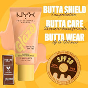 NYX PROFESSIONAL MAKEUP Buttermelt Glaze Soft Glow Skin Tint with SPF 30, Up To 12HR Wear, 01 Whipped Butta - Product Image