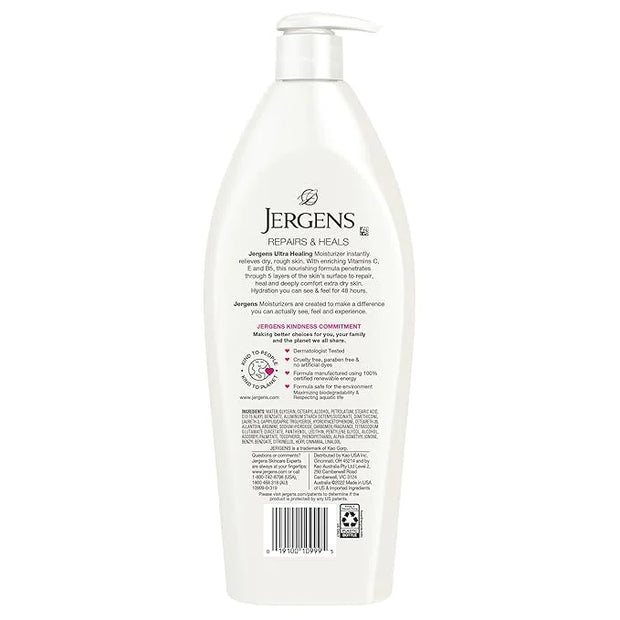 Jergens Ultra Healing Dry Skin Moisturizer, Body and Hand Lotion, for Absorption into Extra Dry Skin, 21 Ounce, with HYDRA...