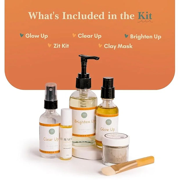 Healing Happy Method - Teen Skin Care Set with Cleanser, Toner, Moisturizer, Clay Mask, and Zit Stick | Hydrates, Controls...