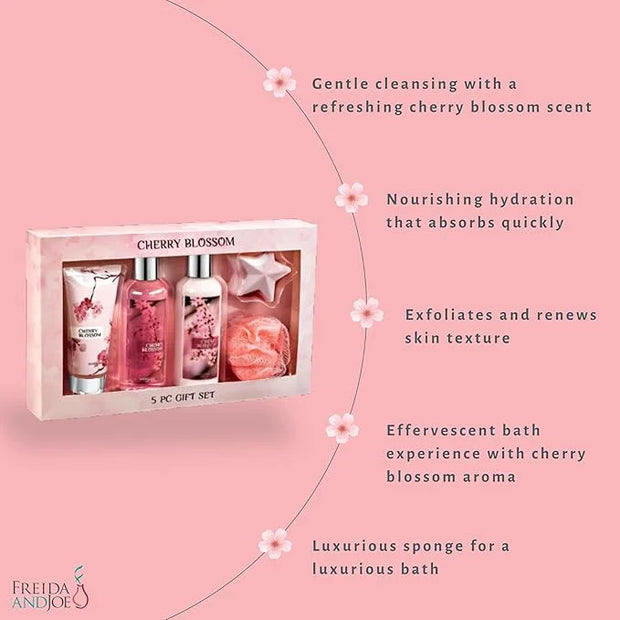 Freida & Joe Fragrance Bath & Body Collection Gift Box, Includes Shower Gel, Body Lotion, Body Scrub, Bath Bomb & Sponge (...