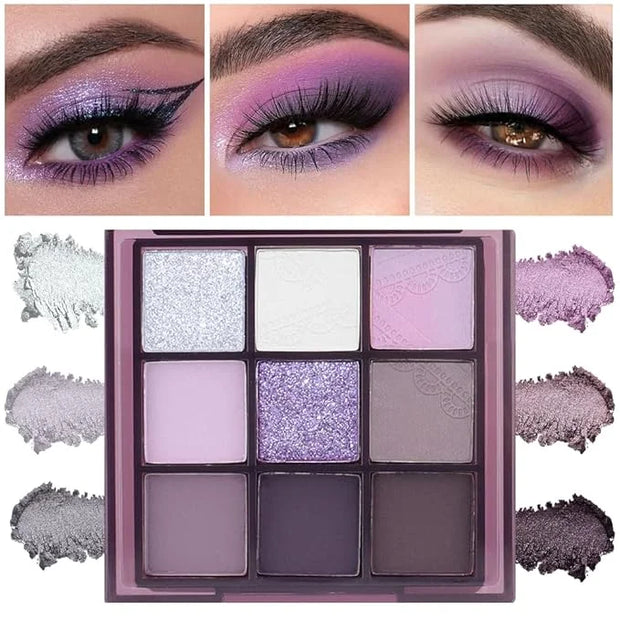 Purple Silver White Pink Tan Grape Matte Shimmer Eyeshadow Palette for Eye Makeup,High Pigmented Eye Shadow make up Powder...