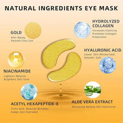 Golden Eye Mask 20 (pair), Collagen Eye Mask with Sodium Hyaluronate for Dark Circles, Bags, Wrinkles and Puffiness Eye Ge...