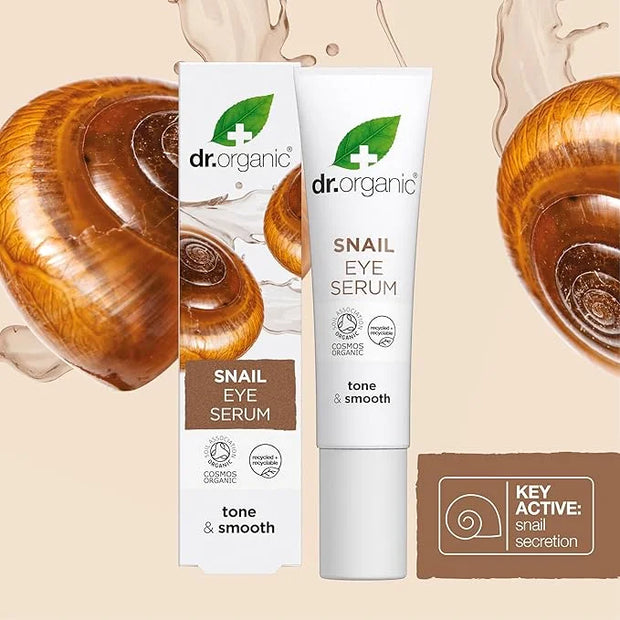 Dr. Organic Snail Gel Eye Serum | Tightens and Hydrates Delicate Eye Area, Reduces Puffiness, Natural, Certified Organic, ...