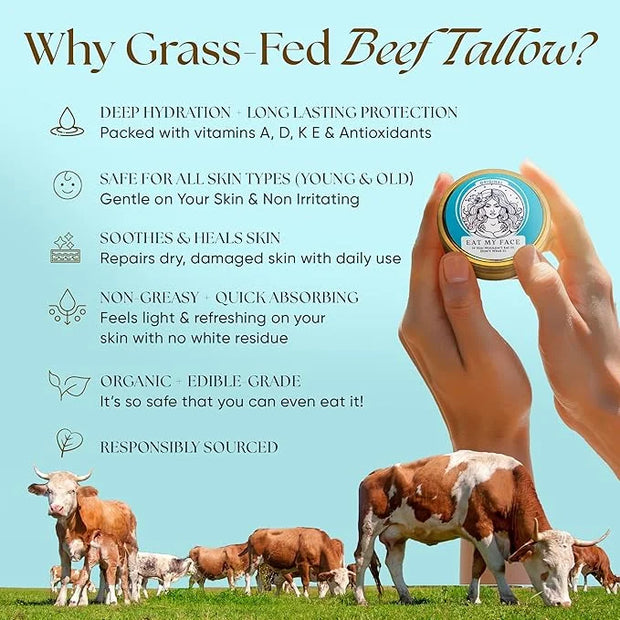 Eat My Face Tallow Face Moisturizer - Beef Tallow for Face Neck & Body, Beef Tallow Moisturizer, Organic Beef Tallow Face ...