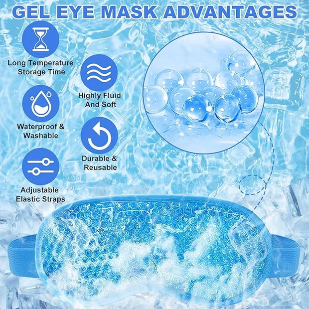 2Pack Cold Cooling Eye Mask, Reusable Hot Colder Therapy Gel Bead with Plush Backing for Puffiness Migraine Stress Relief ...