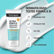 Neutrogena Ultra Gentle Daily Facial Moisturizer with SPF 30 Sunscreen with CICA, Lightweight Face Lotion with Broad Spect...