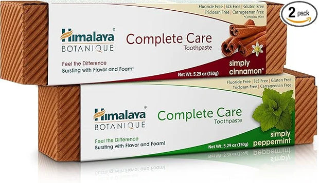 Himalaya Botanique Complete Care Toothpaste, Peppermint and Cinnamon - Fluoride Free Toothpaste for Clean Teeth & Fresh Br...