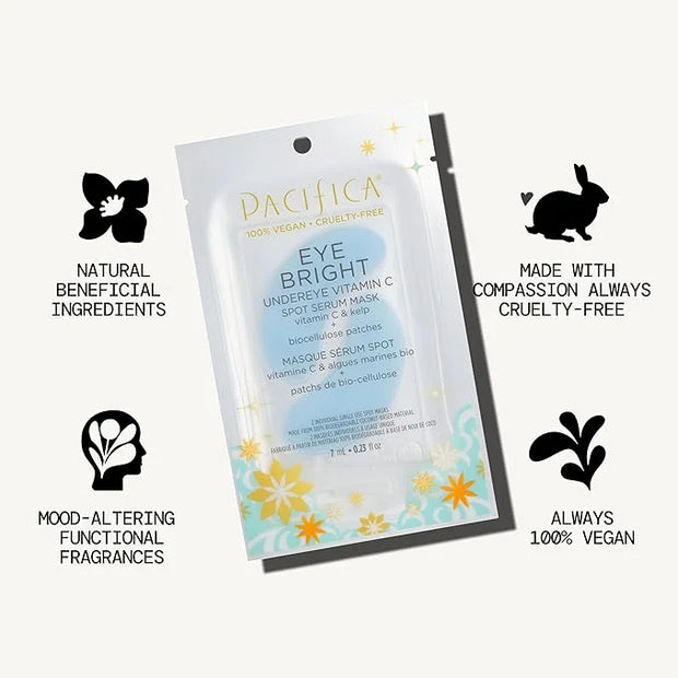 Pacifica Undereye Spot Serum Mask – Bright Eye Vitamin C Mask for Dark Circles & Hydration, Brightening Under Eye Treatmen...