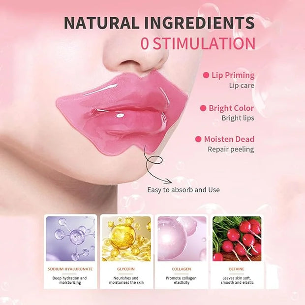 32 Pairs Lip Masks with Eye Mask, 24K Collagen Under Eye Patches for Dark Circles and Puffy Eyes, Reduce Lip Wrinkles, Ant...