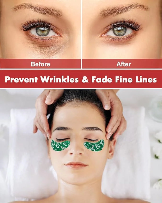 2 Pairs Reusable Under Eye Wrinkle Patches Silicone Mask, Plump Fine Lines & Wrinkles, with Metal Eye Cream Applicator, Ti...