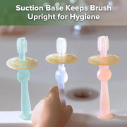 haakaa 360° Baby Toothbrush with Suction Base - Gentle Cleaning for Toddler's Self-Brushing Training, Food-Grade Silicone,...