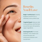Hylunia Intensive Repair Eye Cream – Hydrating & Firming with Peptides, Vitamin C & Hyaluronic Acid – Reduces Dark Circles...