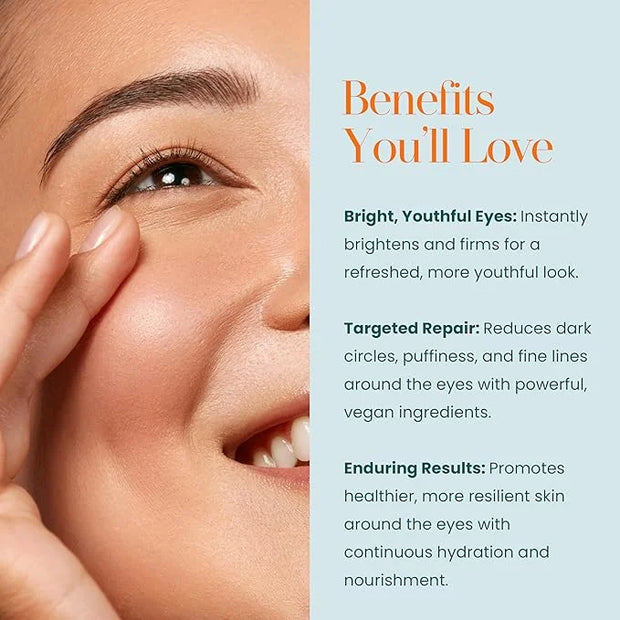 Hylunia Intensive Repair Eye Cream – Hydrating & Firming with Peptides, Vitamin C & Hyaluronic Acid – Reduces Dark Circles...