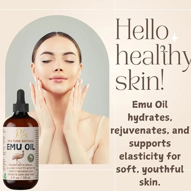 Emu Oil, 100% Pure Australian Emu Oil – Refined & Unscented – Natural Moisturizer for Hair, Skin, Face & Body – Helps with...