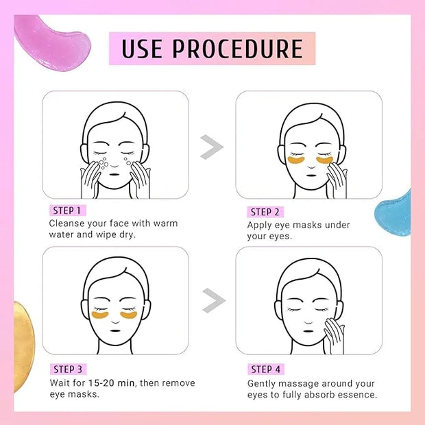 Under Eye Patches Gold and Hyaluronic Acid for puffy eyes,Rose Eye Masks for Dark Circles and Puffiness skin care Smooth W...