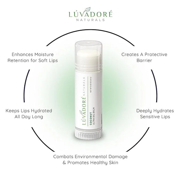 Ultra Big Lip Balm Stick Coconut– Natural Waterproof Lip Moisturizer for Dry, Chapped Lips – Nourishing and Hydrating Form...