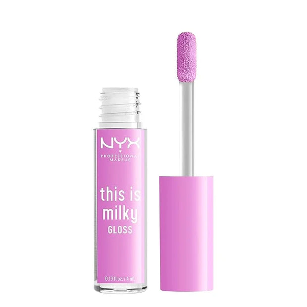 NYX PROFESSIONAL MAKEUP This Is Milky Gloss, Vegan Lip Gloss, 12 Hour Hydration - Lilac Splash (Sheer Baby Purple) - Produ...
