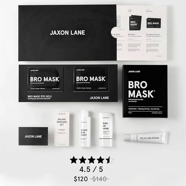 Mens Skin Care Kit 5 Piece Deluxe Facial Skincare Routine Gift Set, Anti Aging Korean Skin Care for Men: Enzyme Powder Fac...