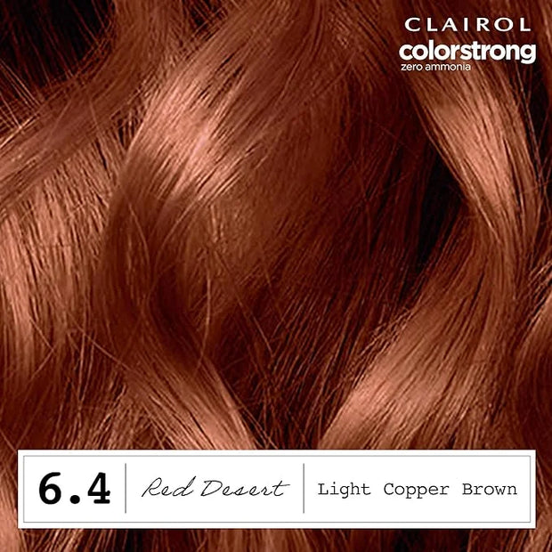 Clairol ColorStrong Permanent Zero Ammonia Hair Dye, 6.4 Light Copper Brown - Red Desert Hair Color, Pack of 1 - Product I...