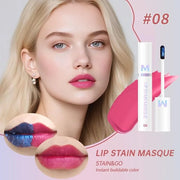 Matte Lip Gloss Peel Off Masque - Peel Off Lip Stain Tattoo,Cranberry Peel Off Lip Tint，Long Lasting Waterproof Transfer-p...