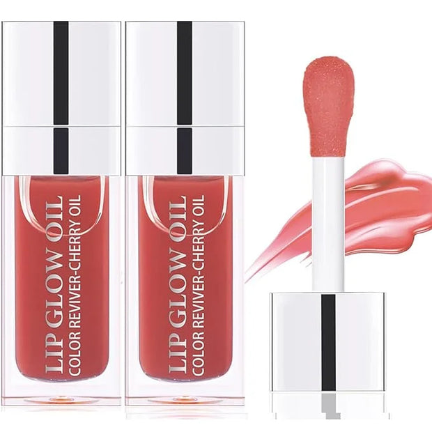 2PCS Hydrating Lip Glow Oil, Plumper Gloss, Moisturizing Oil, No-Sticky Transparent Plumping Gloss Tinted Balm for Care an...