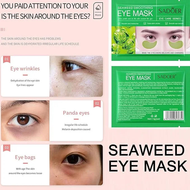 MEICOLY 30 Pads Lip and Eye Mask Sheet,Moisturizing Seaweed Eye Mask Crystal Anti-Aging Eye Patches Strawberry Lip Mask,Da...