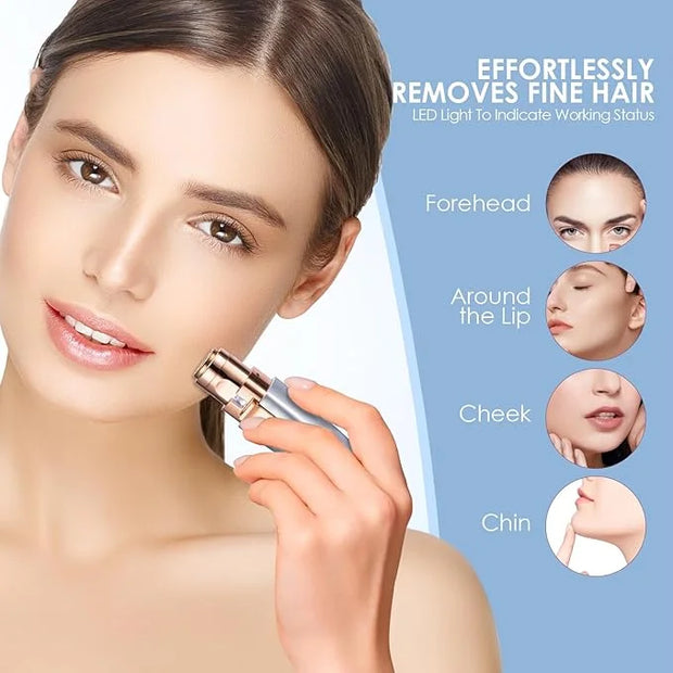 Eyebrow & Facial Trimmer: 2 in1 Rechargeable Facial Hair & Eyebrow Shaver - Painless LED Light (Sky Blue) - Product Image