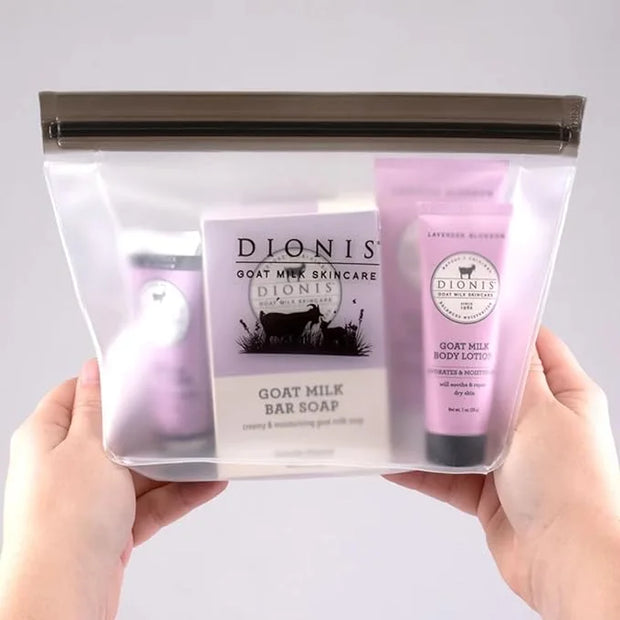Dionis Goat Milk Skincare Lavender Blossom 6 Pc Self Care Essentials Travel Set - Bar Soap, Shave Butter, Hand Cream, Body...
