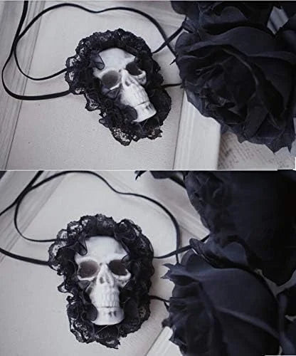 Halloween Punk Skull Eye Mask Dark Gothic Retro Skull Eye Patch Mask Lace Skeleton Single Eye Patch Prom Mask - Product Image