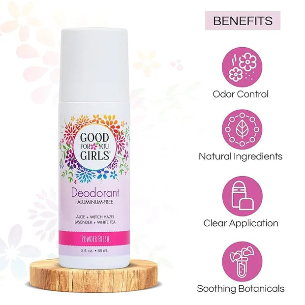 Good for You Girls Aluminum-Free, Natural Deodorant for Kids, Preteens, Teens, Safe & Effective Odor Protection, Clear Rol...