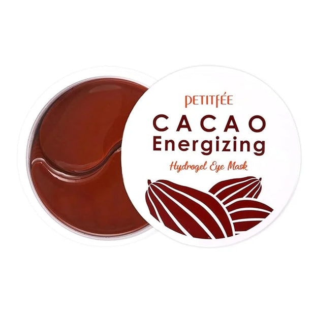 Petitfee Cacao Energizing Hydrogel Eye Mask 60ea (30pairs) - Nourishing Eye Patch with Cacao Seed Butter, Brazil Nut, Pine...