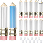 RONRONS 12 Pieces Pencil Lip Gloss Tubes, Empty Mini Pencil Shaped Lip Gloss Tubes Containers Clear Lip Balm Tube Plastic ...