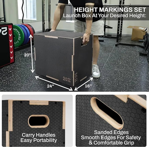 3 in 1 Non-Slip Wooden Plyo Box Plyometric - Product Image