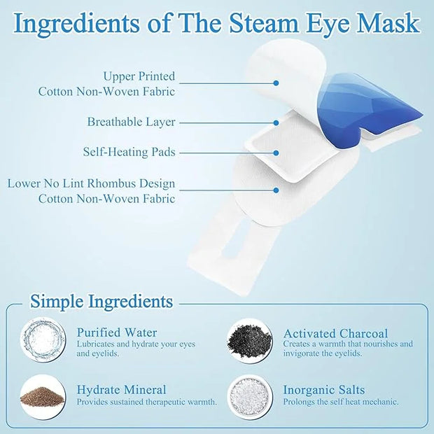 16 Packs Steam Eye Mask, Heated Eye Mask for Sleeping, Warm Compress for Eyes, Self Heating Disposal Eye Mask Comfortable ...