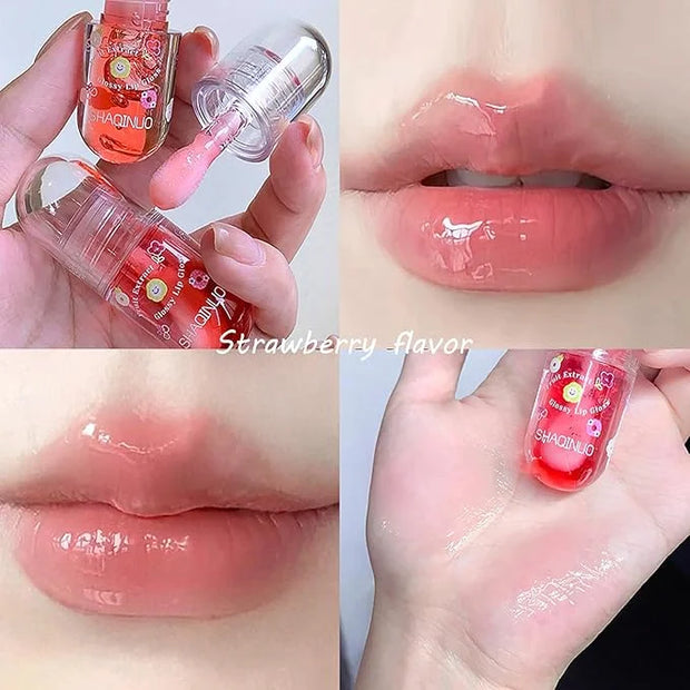 4 Pcs Lip Gloss Oil Set, Fruit Flavored Lip Gloss Set Cute Lip Jelly Hydrating Lip Make-Up for Kids and Teens, Kid Friendl...