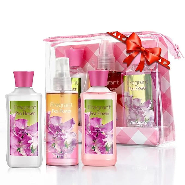 Bath & Body Care Travel Set Pea Flower Scent Home Spa Set with Body Lotion, Shower Gel and Fragrance Mist - Product Image