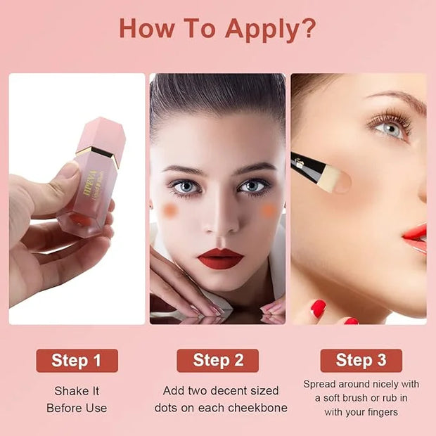 Liquid Blush for Cheeks,Soft Cream Matte Korean Makeup Blush,Lightweight Breathable Feel Long Lasting Natural Red Pink Pea...