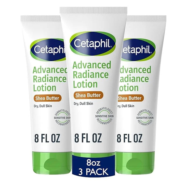 Cetaphil Body Lotion, Advanced Radiance Lotion with Shea Butter for Dry, Sensitive Skin, 8 oz Pack of 3, Fragrance Free, H...