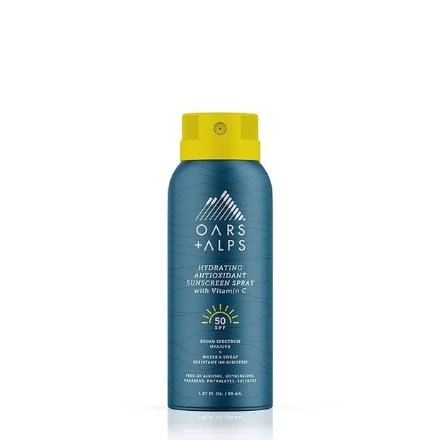 Oars + Alps Hydrating SPF 50 Sunscreen Spray, Infused with Vitamin C and Antioxidants, Water and Sweat Resistant, TSA Frie...