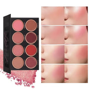 8 Colors Blush Palette, 4 Powder + 4 Cream Blush Palette, Contour and Highlight Blush Palette, Natural Nude Makeup Brighte...