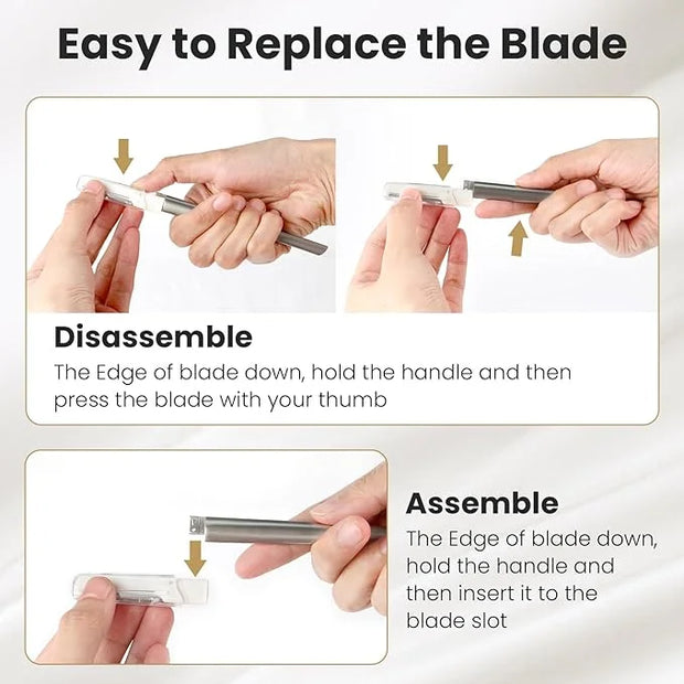 Dermaplaning Tool for Face Exfoliation, with 20 Replaceable Blades, Facial Shaver/Eyebrow Razor, Peach Fuzz Removal Eyebro...