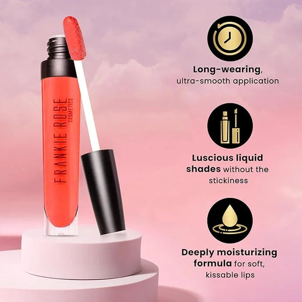 Frankie Rose Cosmetics Lip Gloss | Non-Sticky Formula, Long Lasting Lip Gloss, Bold Pigment & Hydrating Lip Gloss, Tangeri...