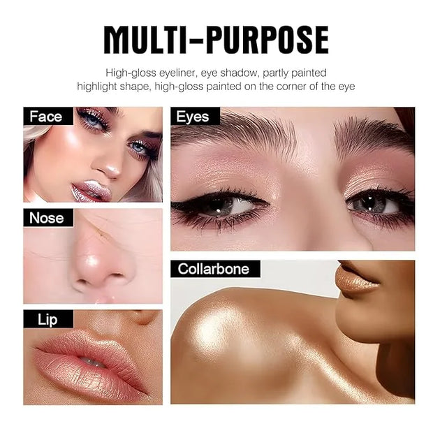 6 Colors Eyeshadow Stick Set, Eye Brightener Stick Shimmer Smooth Cream Eyeliner Pencil Long Lasting Waterproof Glitter Hi...
