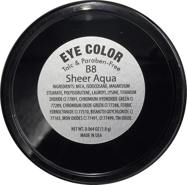 Sheer Aqua Shimmering Teal Blue Green Pressed Powder Single Vegan Eyeshadow; Talc, Paraben & Cruelty Free - Product Image