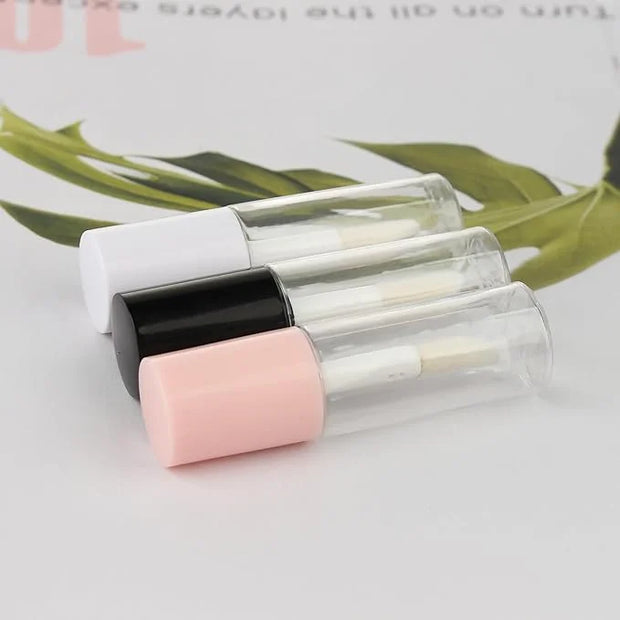 COSIDEA 10pcs 3ml empty lip gloss tubes with wand 0.1OZ Round mini Pink lipgloss tube container for DIY cosmetics packing ...