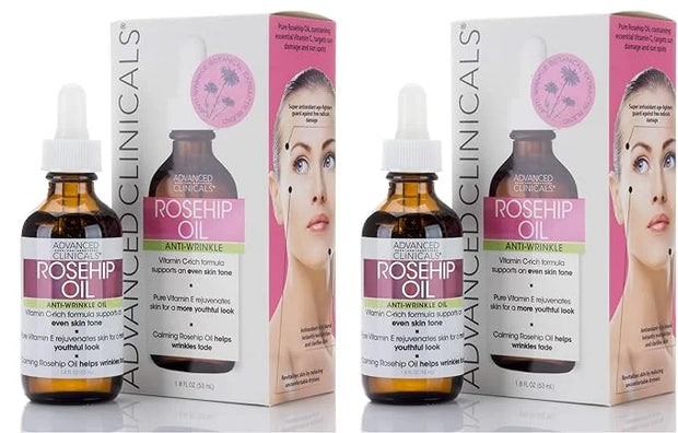 Advanced Clinicals Rosehip Oil For Face With Vitamin E + Botanicals Helps Improve Look Of Dark Spots, Wrinkles, Fine Lines...