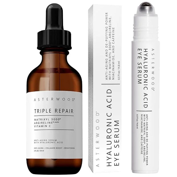 Asterwood Triple Repair Serum (2 oz) + Hyaluronic Acid Eye Serum - Product Image