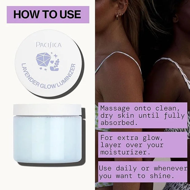 Pacifica Lavender Glow Shimmering Body Jelly – Moon-Kissed Illuminator & Hydrating Body Gel, Lightweight Glow Highlight wi...