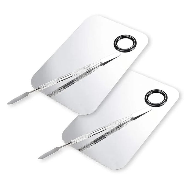 2 Pcs Makeup Mixing Palette, Upgrad Stainless Steel